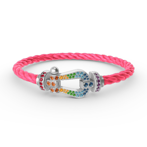 [Sparkle]FORCE GROSSES HUFEISEN FARBIGES DIAMANTENARMBAND - WEISSGOLD