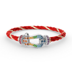 [sparkle Jewelry ]FORC LARGE HORSESHOE  COLORED DIAMOND BRACELET SILVER