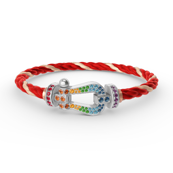 [Sparkle]FORCE GROSSES HUFEISEN FARBIGES DIAMANTENARMBAND - WEISSGOLD