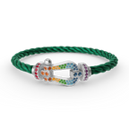 [sparkle Jewelry ]FORC LARGE HORSESHOE  COLORED DIAMOND BRACELET SILVER
