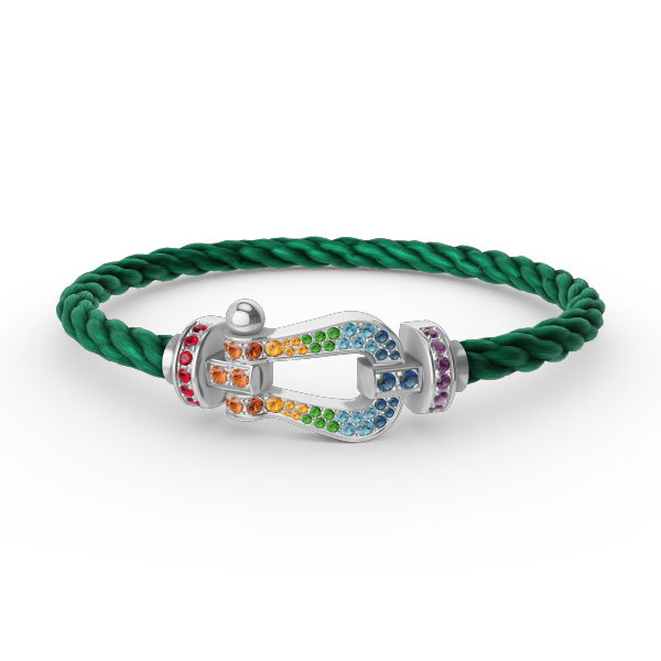 [Sparkle]FORCE GROSSES HUFEISEN FARBIGES DIAMANTENARMBAND - WEISSGOLD