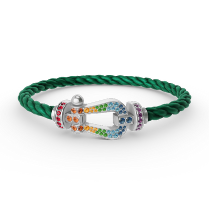 [Sparkle]FORCE GROSSES HUFEISEN FARBIGES DIAMANTENARMBAND - WEISSGOLD