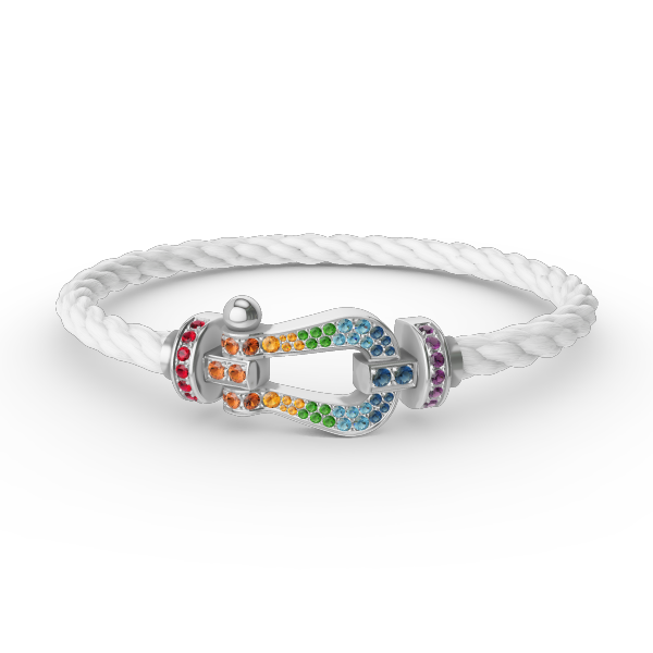 [Sparkle]FORCE GROSSES HUFEISEN FARBIGES DIAMANTENARMBAND - WEISSGOLD
