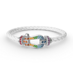 [sparkle Jewelry ]FORC LARGE HORSESHOE  COLORED DIAMOND BRACELET SILVER
