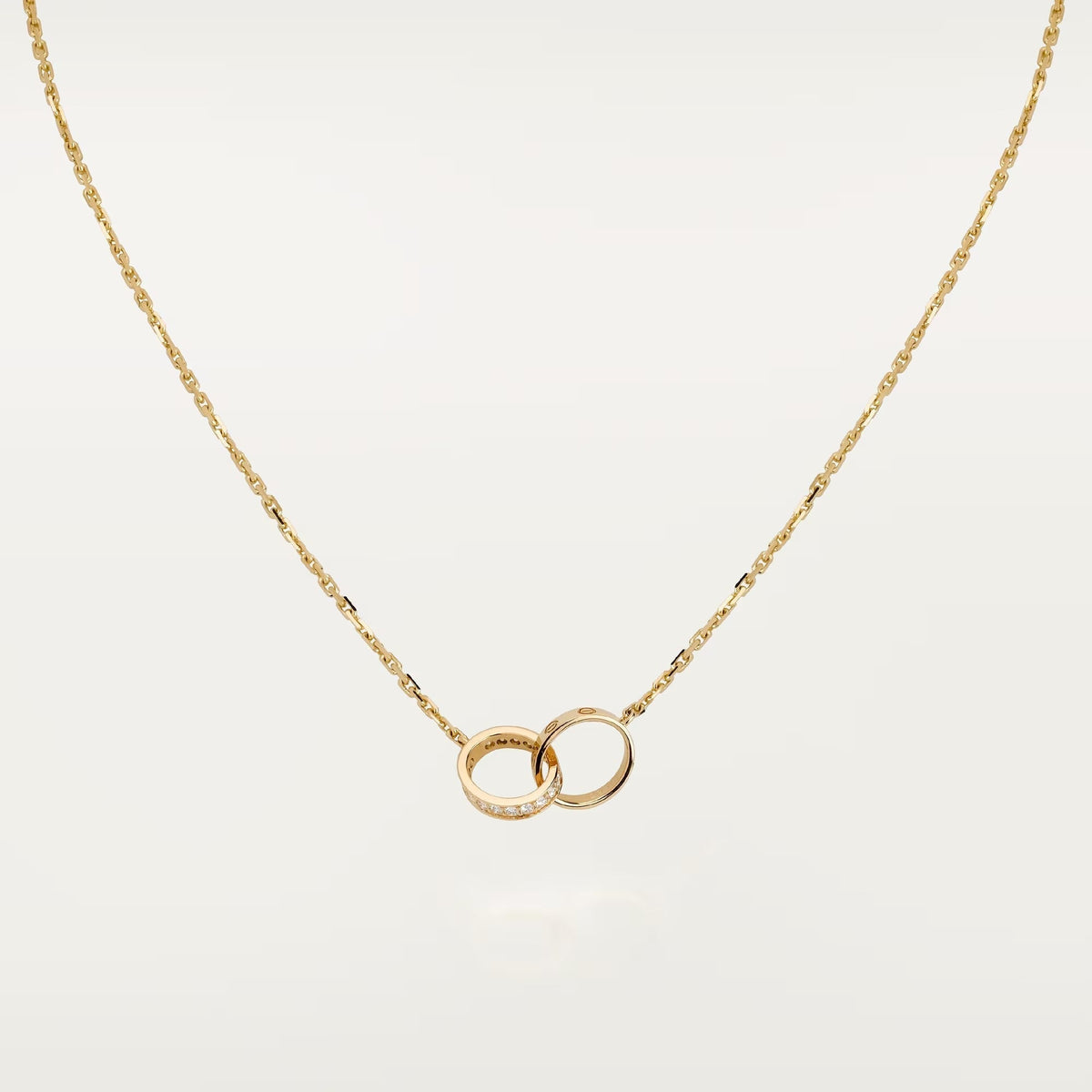 [sparkle Jewelery]LOVE DOUBLE RING HALF DIAMOND NECKLACE