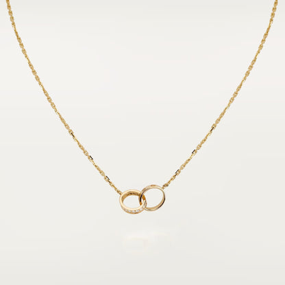 [sparkle Jewelery]LOVE DOUBLE RING HALF DIAMOND NECKLACE