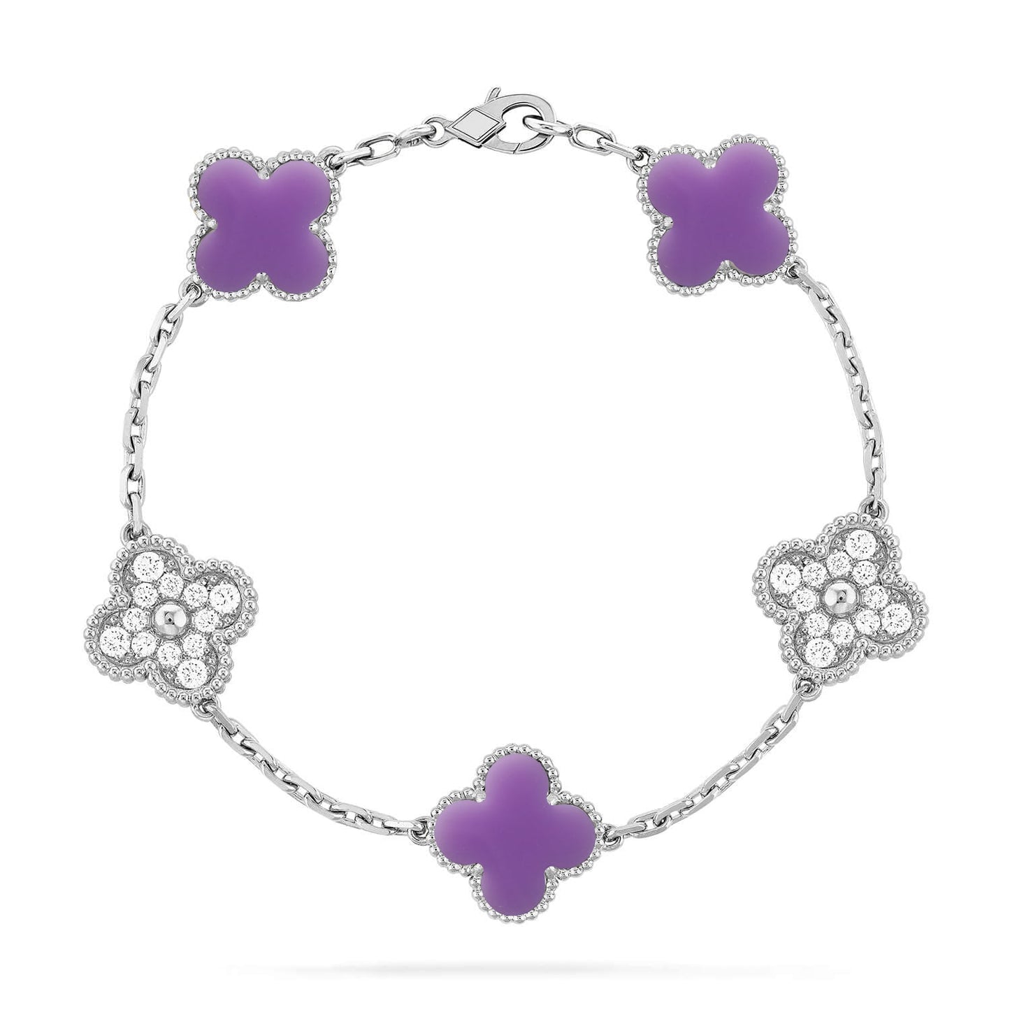 [Sparkle]LUCKY CLOVER 5-MOTIF BRACELET - LAVENDER COLLECTION