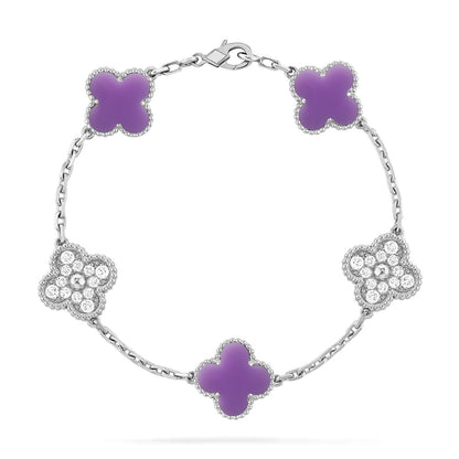 [Sparkle]LUCKY CLOVER 5-MOTIF BRACELET - LAVENDER COLLECTION