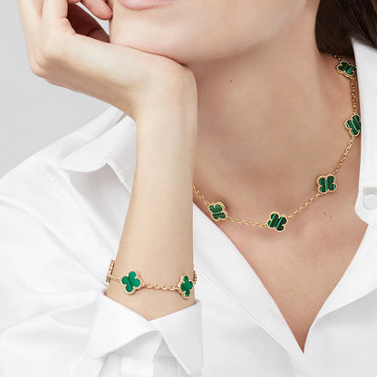 [sparkle Jewelry ]CLOVER 10 MOTIFS MALACHITE NECKLACE