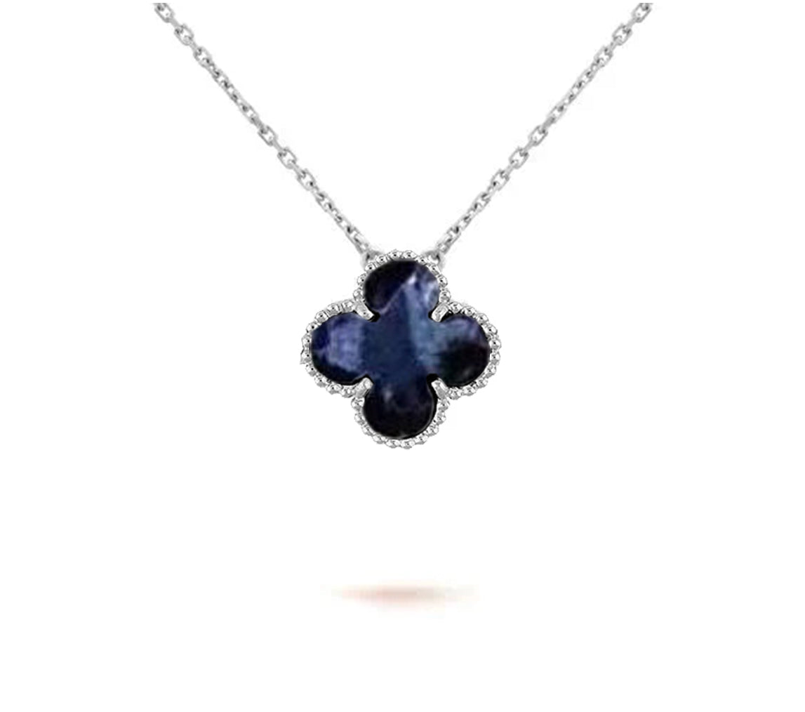 [Sparkle]15MM KLEEBLATT ANHÄNGER HALSKETTE WEISSGOLD KOLLEKTION