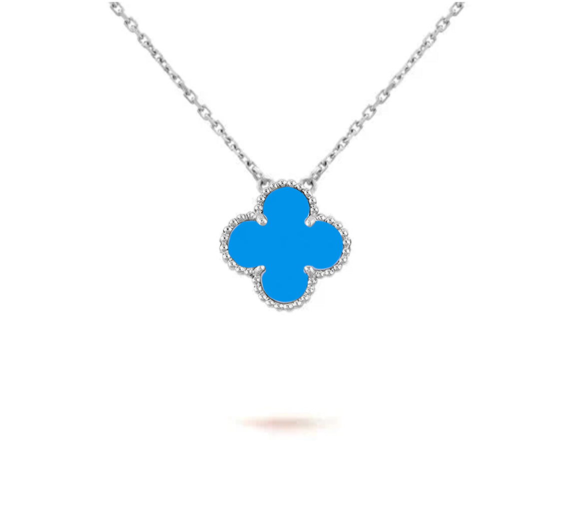 [Sparkle]15MM KLEEBLATT ANHÄNGER HALSKETTE WEISSGOLD KOLLEKTION