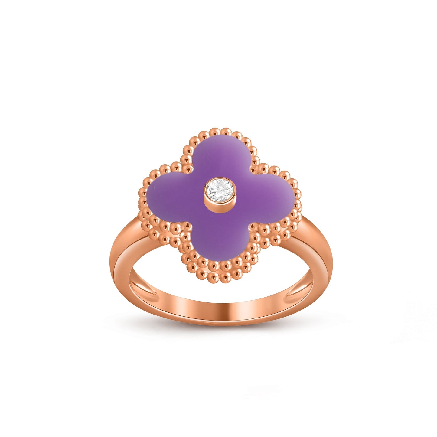 [Sparkle]ラッキー クローバー ダイヤモンドアクセント ローズゴールド リング コレクション