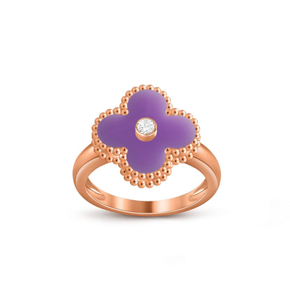 [Sparkle]ラッキー クローバー ダイヤモンドアクセント ローズゴールド リング コレクション