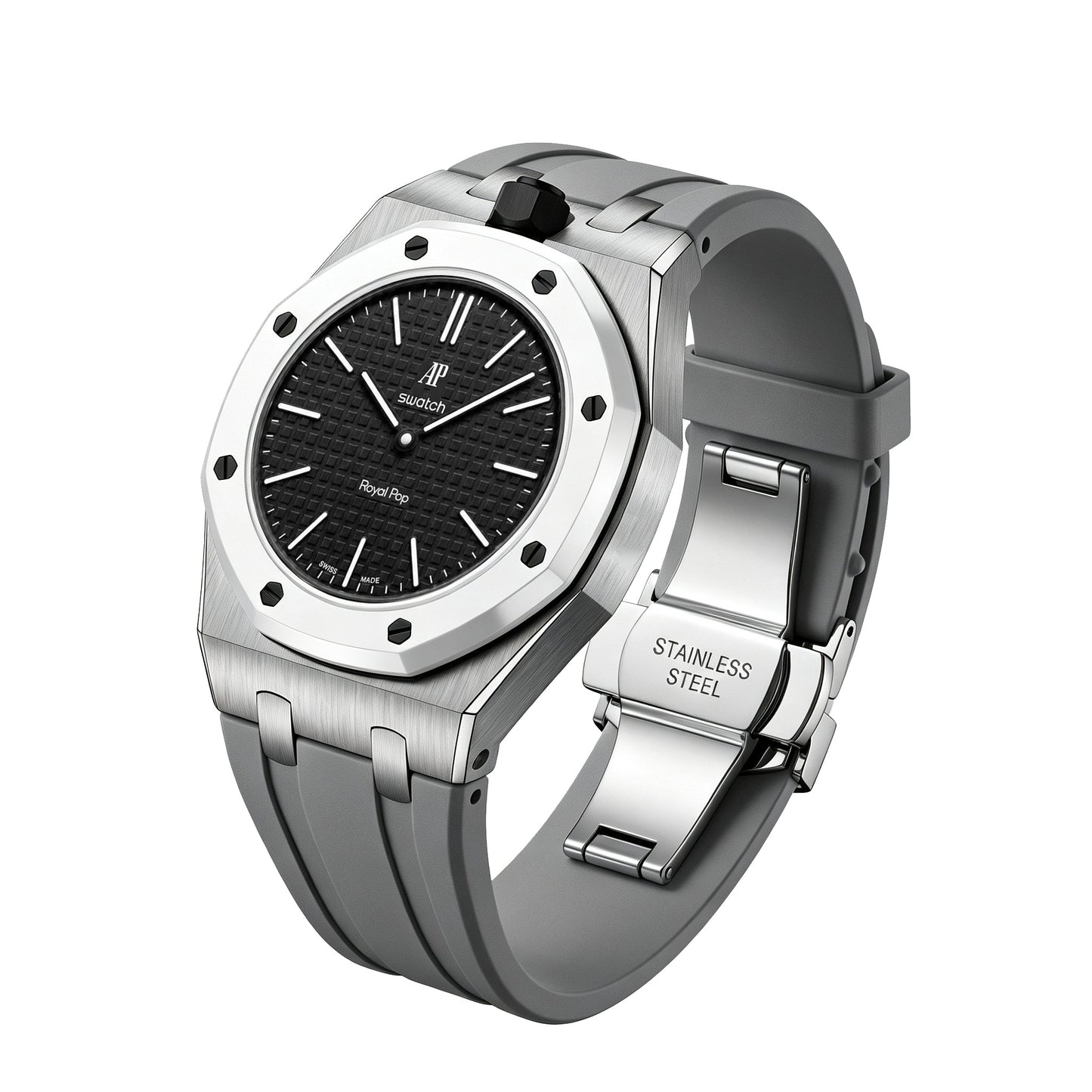 [Sparkle]Royal Oak Pop Exklusiv Stahlgehäuse & Silikonarmband mit Ladehalterung