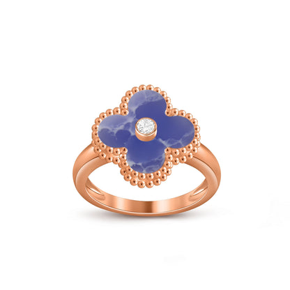 [Sparkle]ラッキー クローバー ダイヤモンドアクセント ローズゴールド リング コレクション