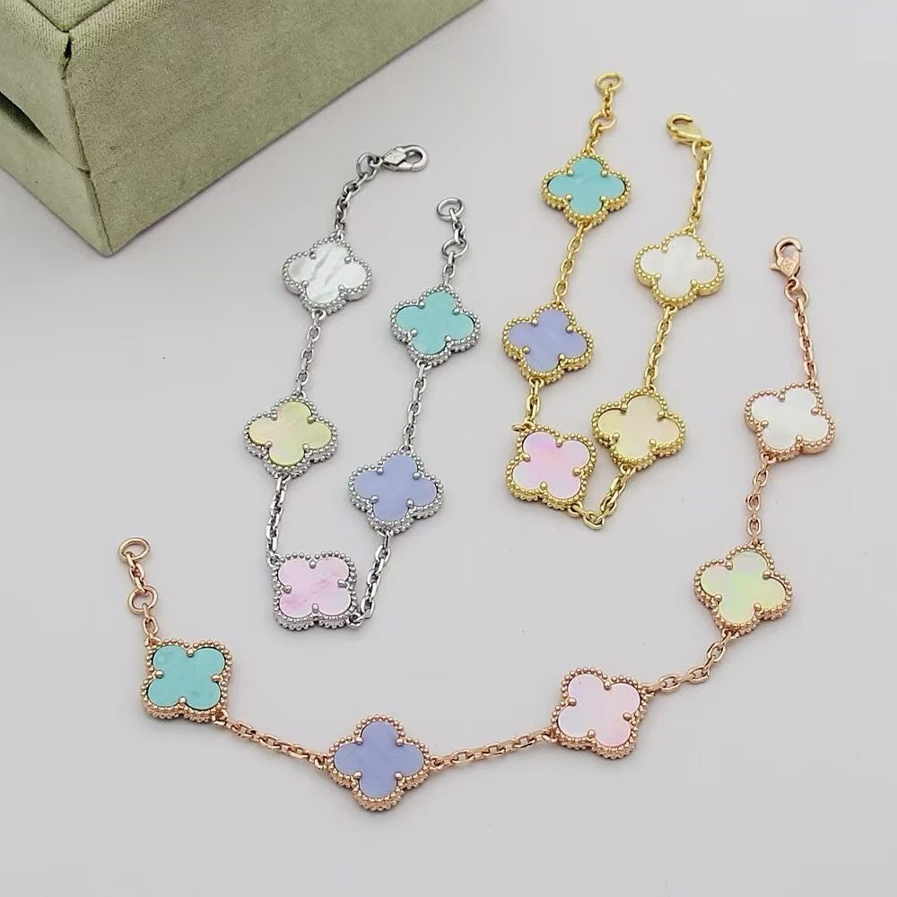 [sparkle Jewellery]Four‑Leaf Clover Summer Colorful Dopamine Bracelet