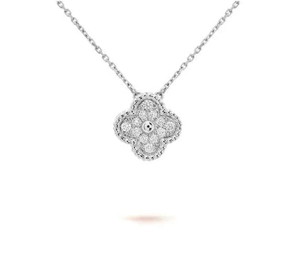 [Sparkle]15MM KLEEBLATT ANHÄNGER HALSKETTE WEISSGOLD KOLLEKTION