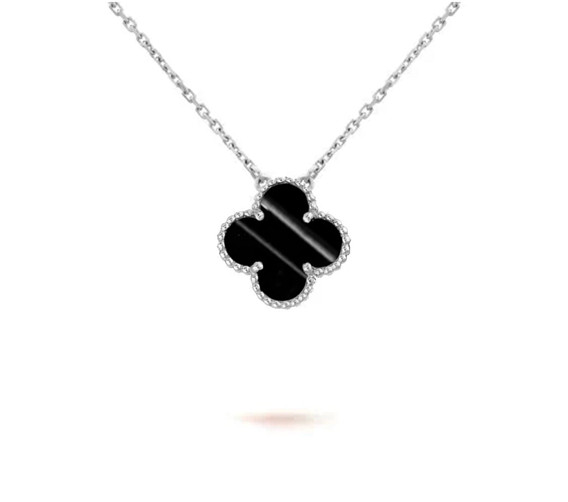 [Sparkle]15MM KLEEBLATT ANHÄNGER HALSKETTE WEISSGOLD KOLLEKTION