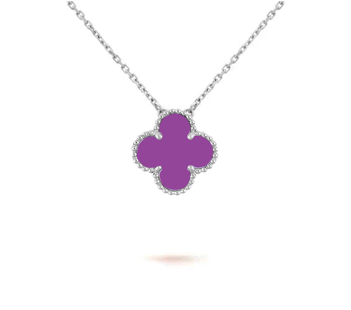 [Sparkle]15MM KLEEBLATT ANHÄNGER HALSKETTE WEISSGOLD KOLLEKTION