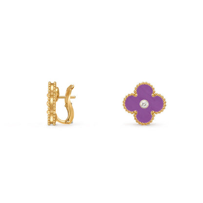 [Sparkle]15MM KLEEBLATT-OHRSTECKER DIAMANT-GOLD-KOLLEKTION