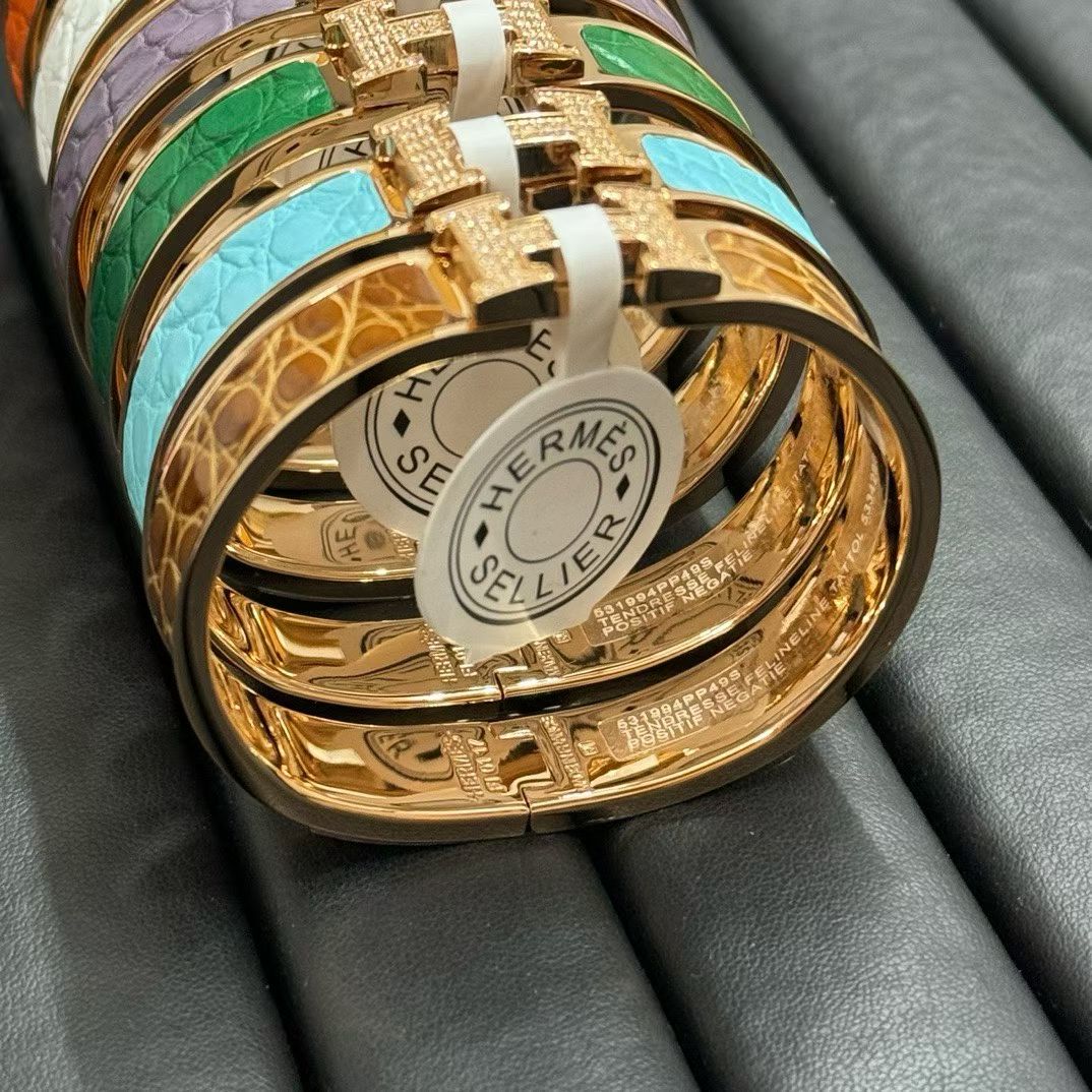 [sparkle Jewellery]New H Full Diamond Bracelet, Luxury Premium Version, Genuine Crocodile Leather