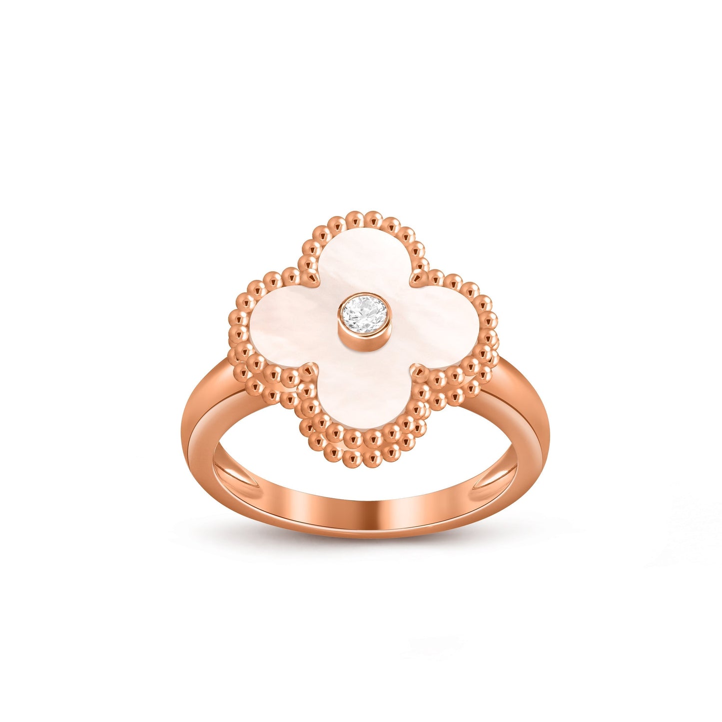 [Sparkle]ラッキー クローバー ダイヤモンドアクセント ローズゴールド リング コレクション