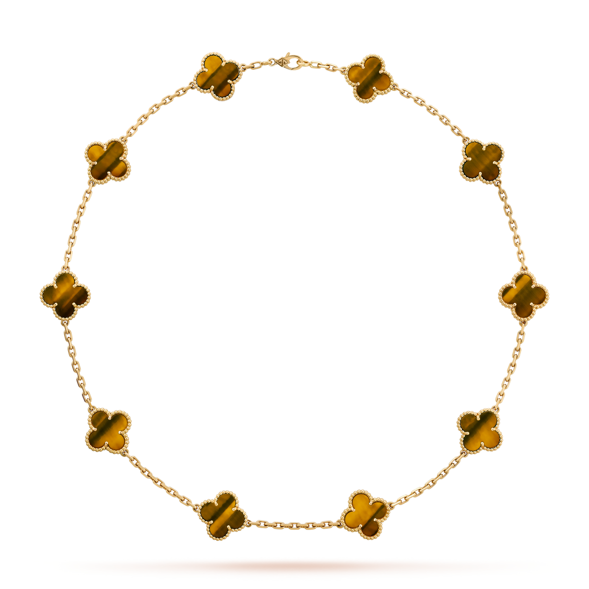 [sparkle Jewelry ]CLOVER 10 MOTIFS TIGER EYE NECKLACE