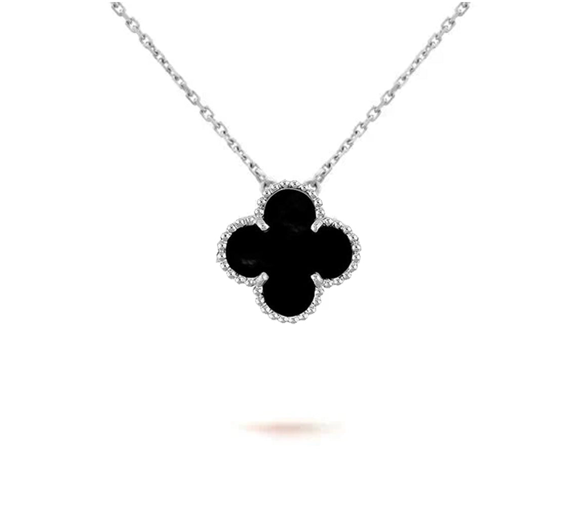 [Sparkle]15MM KLEEBLATT ANHÄNGER HALSKETTE WEISSGOLD KOLLEKTION