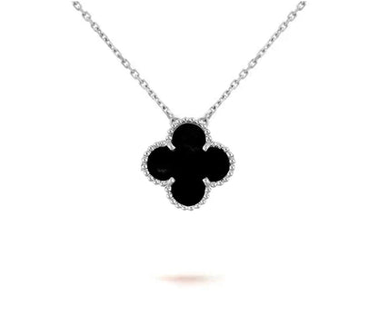 [Sparkle]15MM KLEEBLATT ANHÄNGER HALSKETTE WEISSGOLD KOLLEKTION