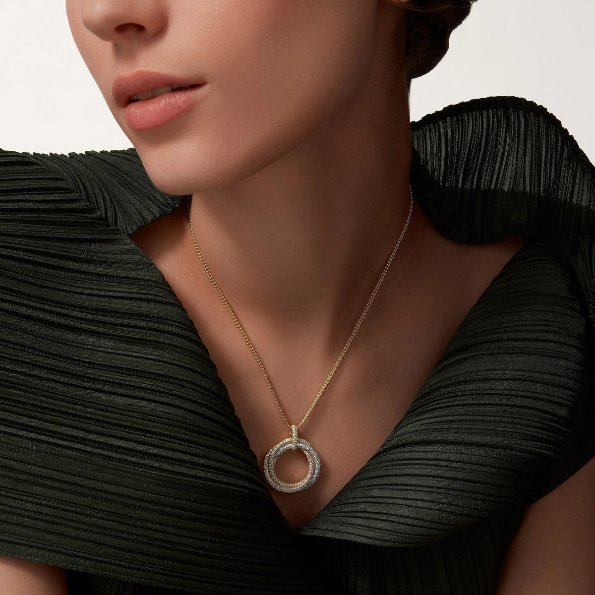 [sparkle Jewelery]TRINITY LARGE FULL DIAMOND  NECKLACE
