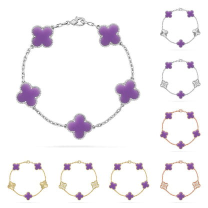 [Sparkle]LUCKY CLOVER 5-MOTIF BRACELET - LAVENDER COLLECTION