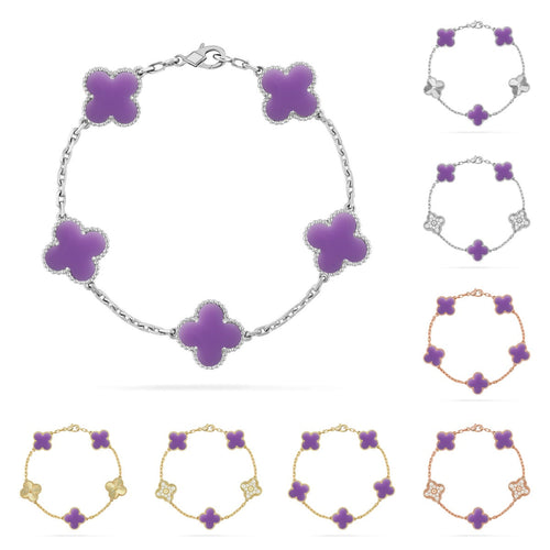 [Sparkle]LUCKY CLOVER 5-MOTIF BRACELET - LAVENDER COLLECTION