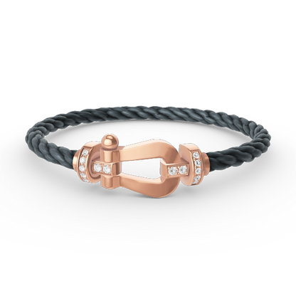 [Sparkle]FORCE GROSSES HORSESHOE HALBER DIAMANT ARMREIF - ROSÉGOLD
