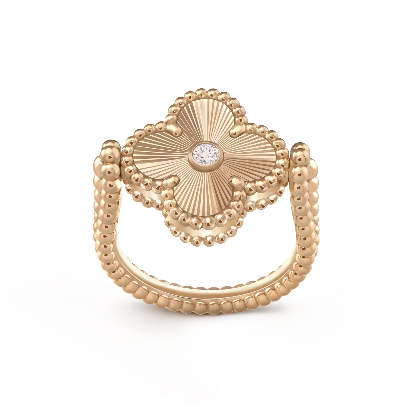[Sparkle]LUCKY CLOVER ROSE GOLD REVERSIBLE RING