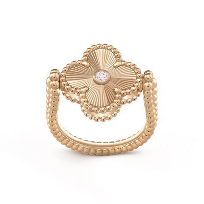 [Sparkle]LUCKY CLOVER ROSE GOLD REVERSIBLE RING