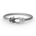 [sparkle Jewelry ]FORCE LARGE HORSESHOE BLACK WHITE DIAMOND BRACELET SILVER