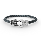 [sparkle Jewelry ]FORCE LARGE HORSESHOE BLACK WHITE DIAMOND BRACELET SILVER