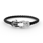 [sparkle Jewelry ]FORCE LARGE HORSESHOE BLACK WHITE DIAMOND BRACELET SILVER