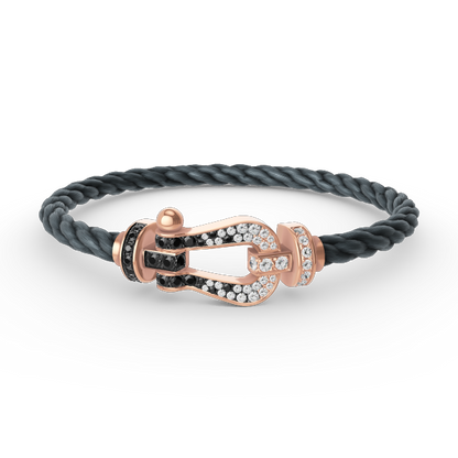 [sparkle Jewelry ]FORCE LARGE HORSESHOE BLACK WHITE DIAMOND BRACELET ROSE GOLD