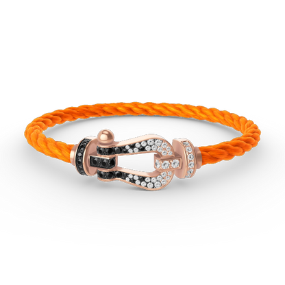 [sparkle Jewelry ]FORCE LARGE HORSESHOE BLACK WHITE DIAMOND BRACELET ROSE GOLD