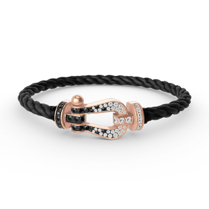 [sparkle Jewelry ]FORCE LARGE HORSESHOE BLACK WHITE DIAMOND BRACELET ROSE GOLD