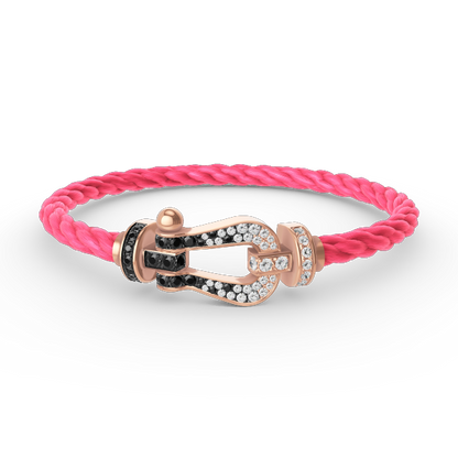 [sparkle Jewelry ]FORCE LARGE HORSESHOE BLACK WHITE DIAMOND BRACELET ROSE GOLD