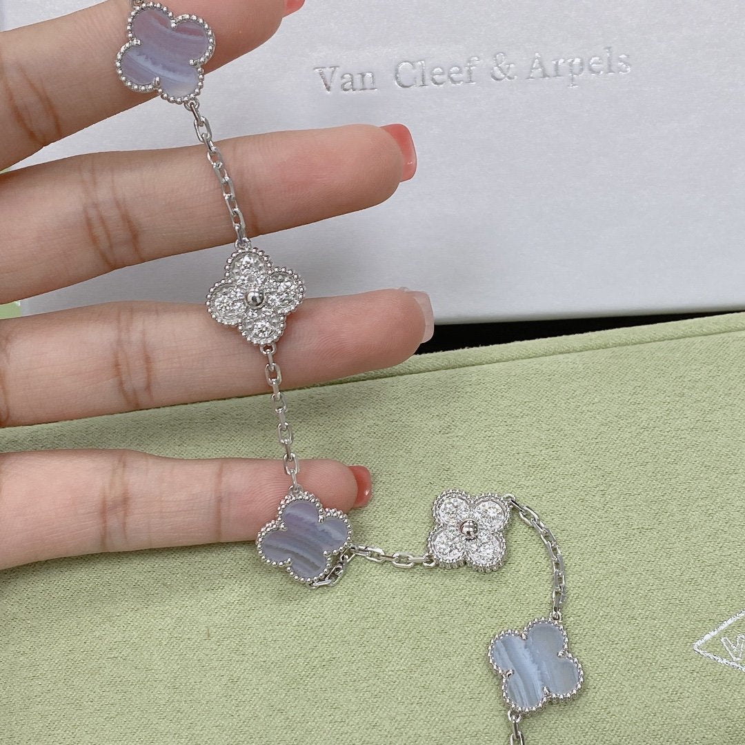 [Sparkle]LUCKY CLOVER 5-MOTIF-ARMBAND - PURPLE CHALCEDONY KOLLEKTION