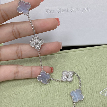 [Sparkle]LUCKY CLOVER 5-MOTIF-ARMBAND - PURPLE CHALCEDONY KOLLEKTION