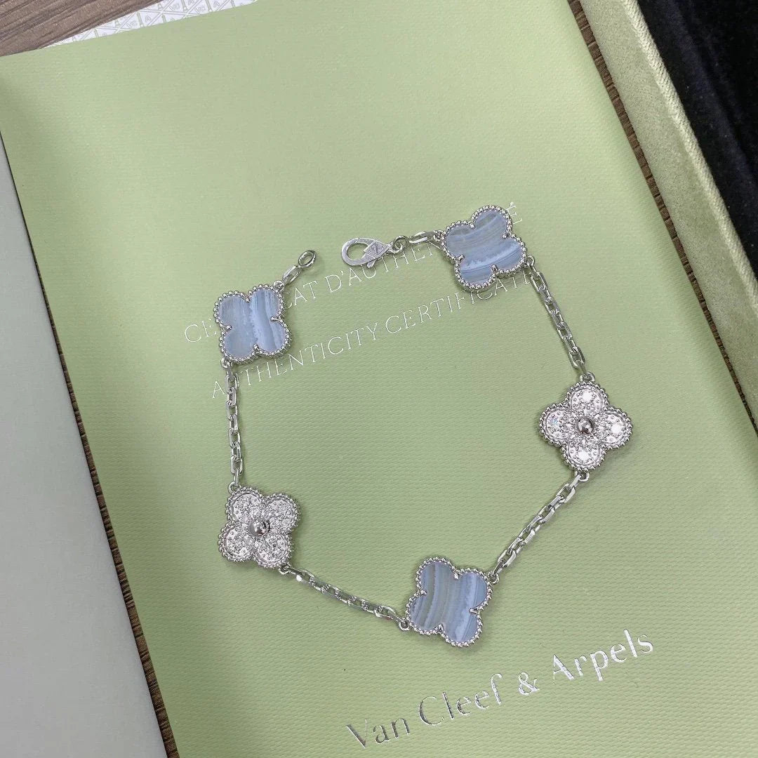 [sparkle Jewelry ] CLOVER 5 MOTIF PURPLE CHALCEDONY BRACELET COLLECTION