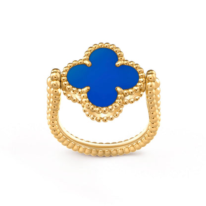 [sparkle Jewelry ]CLOVER RIVERSIBLE BLUE AGATE RING