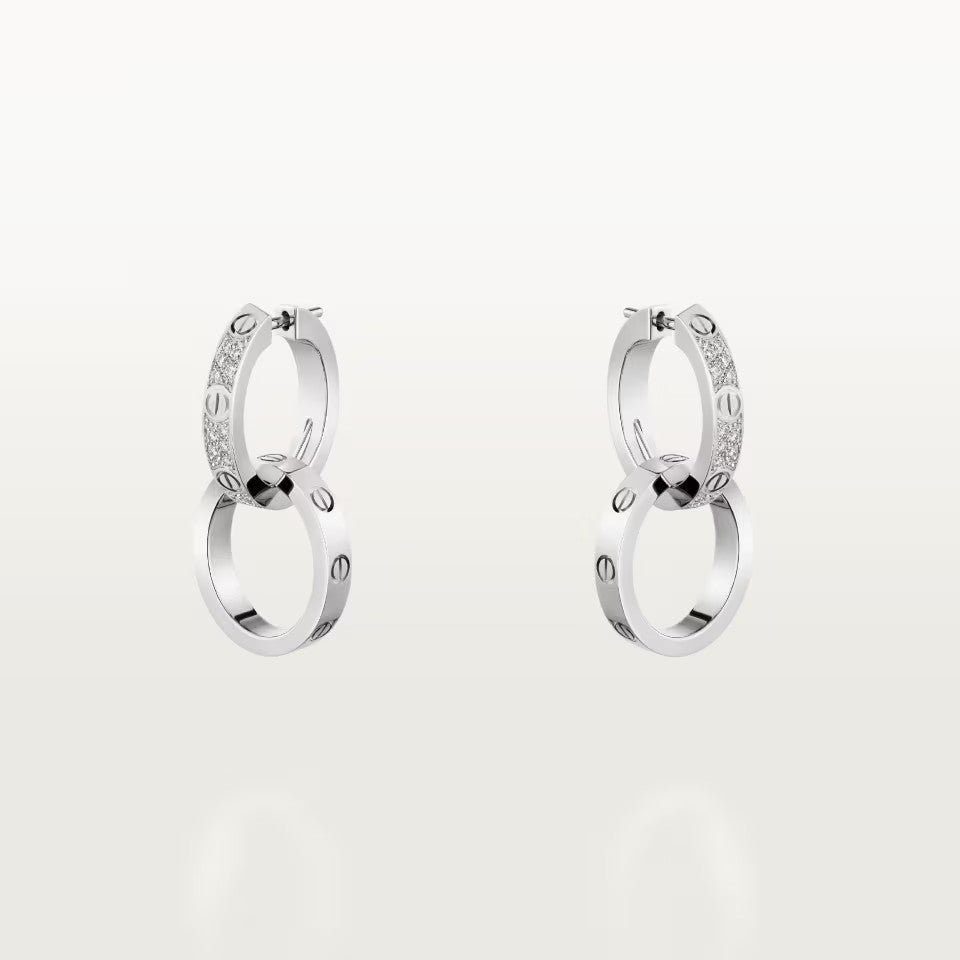 [sparkle Jewelery]LOVE 3.3MM DANGLE HALF DIAMOND EARRINGS