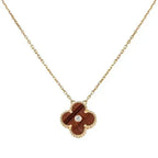 [sparkle Jewelry ]CLOVER 15MM DIAMOND AND YELLOW TIGER'S EYE AGATE necklace