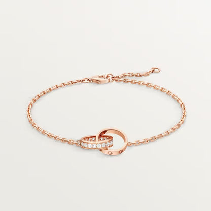[sparkle Jewelery]LOVE DOUBLE RING HALF DIAMOND BRACELET
