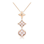 [sparkle Jewelry ]COLOR BLOSSOM LARIAT NECKLACE PINK GOLD WHITE MOTHER PEARL AND DIAMOND